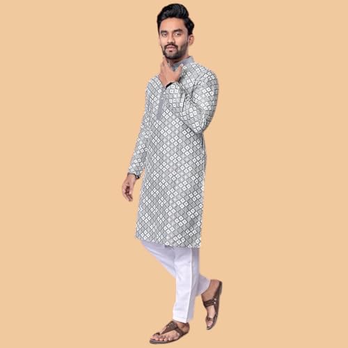 Image of Men's Silk Blend Solid Straight Kurta
