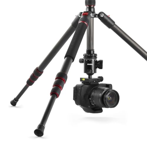 Hama Reisestativ „Ramble II Duo“ Carbon-Stativ (Kamerastativ, Handy-Stativ mit Handy-Halterung, Dreibein-Stativ Carbon-leicht, Fotostativ 3-fach ausziehbar, mit Einbein, Kugelkopf, Arca Swiss) schwarz