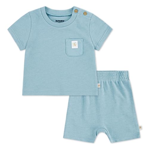 Image of HUGGIES Baby Baby One Pocket T-shirt and Shorts 2-piece Outfit Set