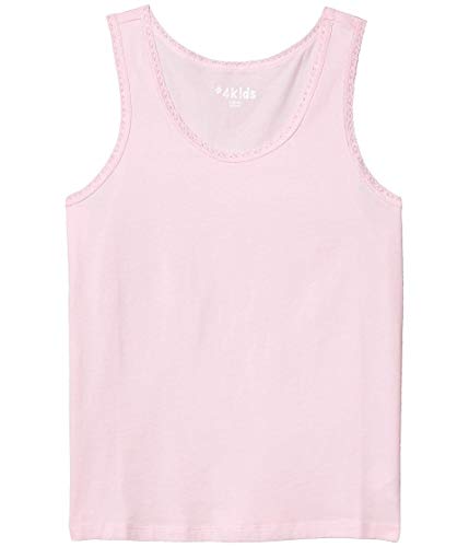 #4K!DS Girl's Essential Tank Top with Lace Trim (Little Kids/Big Kids) Pink Lady MD (8 Big Kid)
