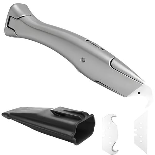 Cuters Profesionales de Seguridad con Estuche Negro, Incluye Cuchillas Cutter Profesional Trapezoidal y Pequeña, Afilada y Duradera, Ideal para Cortar Revestimientos de Suelo de PVC