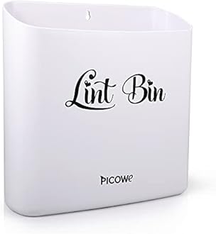 Picowe Magnetic Laundry Storage, Large Lint Holder Bin for Laundry Room, Space-Saving Trash Container Hanging on Dryer, Washer or Wall Mount (Gray White)