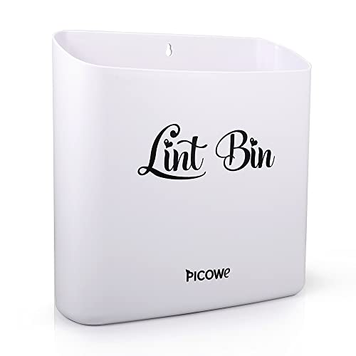 Picowe Magnetic Laundry Storage, Large Lint Holder Bin for Laundry Room, Space-Saving Trash Container Hanging on Dryer, Washer or Wall Mount (Gray White)