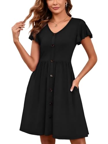 Image of Heymoments Short Sleeve V Neck Summer Dress for Women