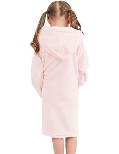 Umeyda Girls & Women Fleece Hooded Robes, Soft Fuzzy Bathrobe Warm Plush Fluffy Bath Robe for Kids Womens3
