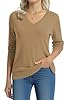 QUALFORT Women's 100% Cotton Sweater V Neck Long S... #3
