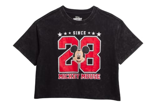 Image of Disney Lightning McQueen Mickey Mouse & Stitch Womens Retro Graphic Tees | Vibrant Disney Graphics, Breathable Fabric, Cropped Fit, Size Up for Ideal Fit