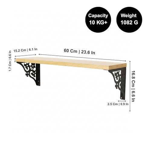 Image of Spillbox Wooden Pooja Home Temple|White Metal Shelf |Wall Mountable|Easy Screw Assembly|Home Temple for Puja Room |Pooja Stand | Mandir-Triple Floral (Large Black)