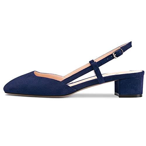 HEUIVZAR Womens Pumps Square Toe Slingback Sandals Kitten Low Chunky Block Heel Suede Dress Shoes Vacation Cute Shopping 1.5 Inch2