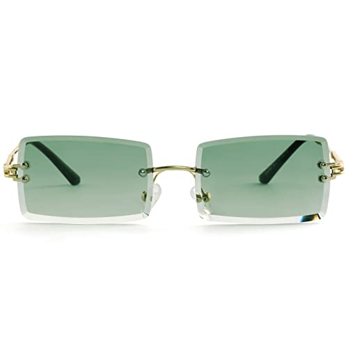 Image of Kursan Frameless Rectangle Sunglasses for Men Women Small Rimless Sun Glasses Shades UV400 Protection