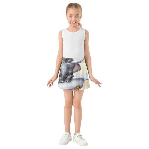 Joisal Cute Elephant Bathtub Funny Toddler Tennis Skirts Cute Girls Skorts Athletic Shorts Flowy Skirt 4t3