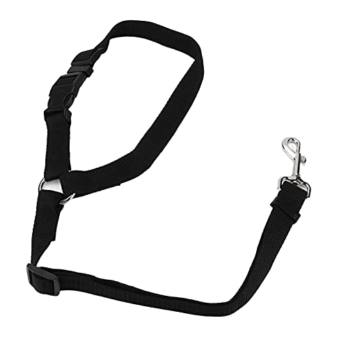 Restokki Dog Seatbelt Nylon Black Adjustable Professional Car Safety Harness Pet Supplies