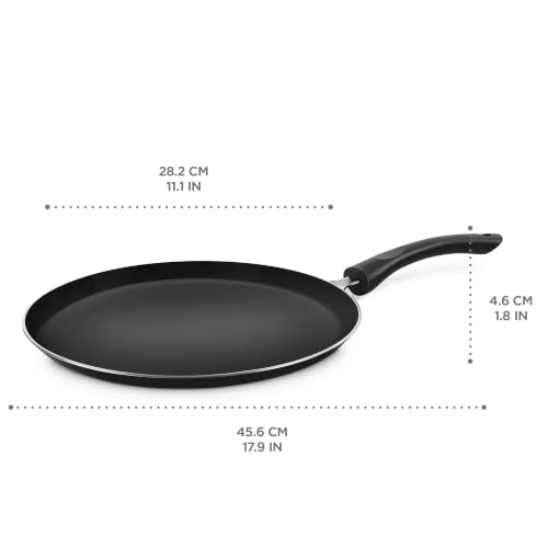 Image of Milton Pro Cook Induction Cookware & Gas Stove Friendly Classic 28cm Non Stick Dosa Tawa | Greblon C3+ German Coating | PFOA Free | Metal Spoon Friendly | Sturdy Handle | Dishwasher Safe | 1Y Warranty