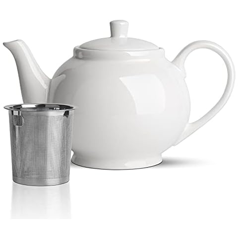 ComSaf Porcelain Teapot with Removable Infuser & Lid Cover