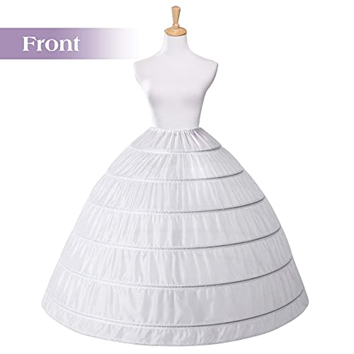 Womens Petticoat Underskirt 6 Hoop Skirt Floor Length Crinoline Petticoat for Ball Gown Wedding Dress Quinceanera (White - cream) Large3
