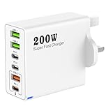 200W USB C Charging Station, 6-Port Fast Charger Plug with PD 100W/65W/45W/20W, Multi USB C Charger Hub for MacBook, Dell, Steam Deck, i-Phone 15/16/14 Pro, i-Pads – Usb c Multi Charger Block