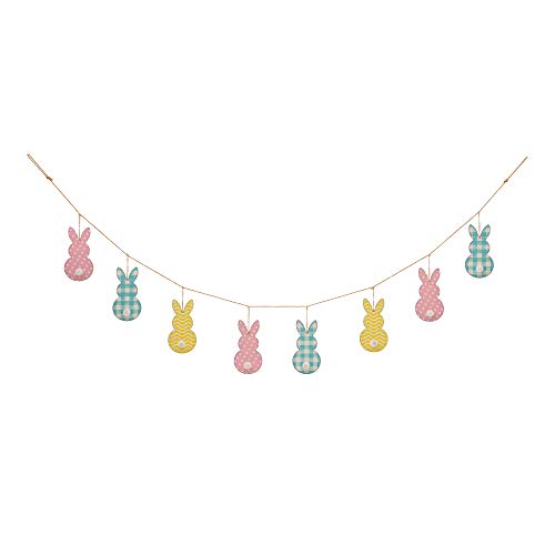 Glitzhome Easter Bunny Garland for Indoor Use - 71.65-in Long, Wood ...