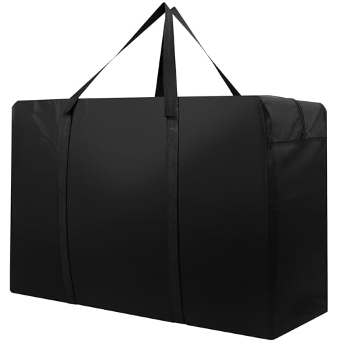 Cozary Aufbewahrungstasche, 600D Oxford Heavy-Duty Umzugstaschen mit Handgriff, Wasserdichte Tragetasche für Kleidung, Decken, 72 x 43 x 28 CM, Schwarz (87L)