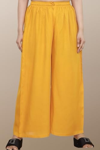 Image of KASANI Women's Solid Rayon Palazzo Pants Regular Palazo