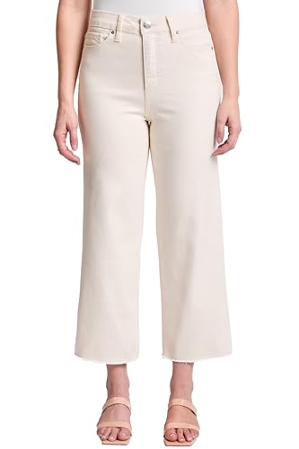 RFM Chloe High Rise Frayed Hem Wide Leg Pants - Stretch Denim with Tummy Control - Size Inclusive (00-24 Plus Size Jeans)