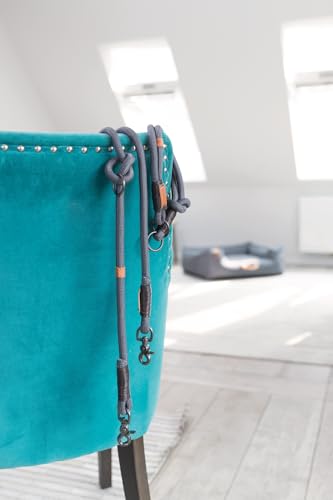 TRIXIE Zug-Stopp Hundehalsband BE NORDIC L dunkelgrau / braun – bequemes Hundehalsband für große & sehr große Hunde mit Zugbegrenzung - robust & elegant – 17281