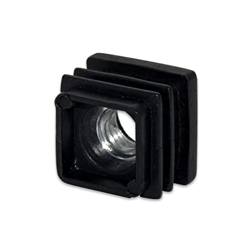 Image of Flyshop Black M8 Threaded Plastic Plugs Square Tube End Caps Tubing Plugs Inserts Furniture Glider 20 mm x 20 mm 4 Pcs