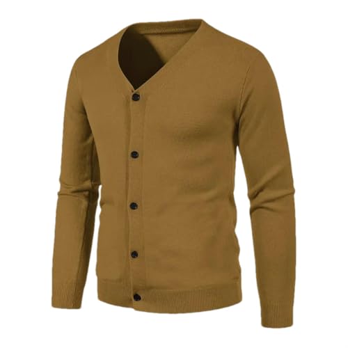 Autumn Men's V-Neck Sweatercoat Knitted Fit Solid Color Casual Cardigan Men Long Sleeve Knitwear Korean Style Sweater 6