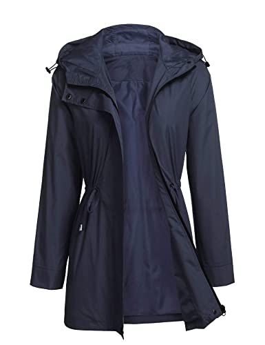 HOTLOOX - Chubasquero ligero impermeable con capucha para mujer con bolsillos S-XXL - - M Cover