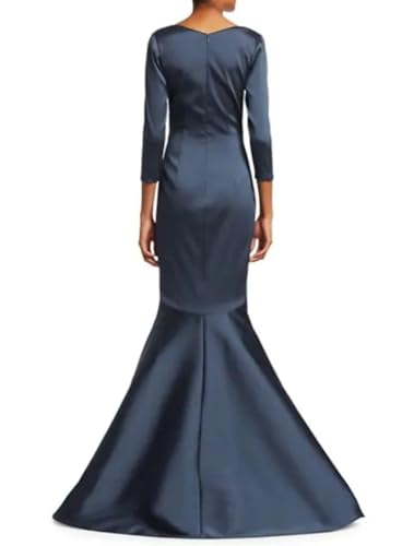 Mermaid/Trumpet Elegant Wedding Guest Dress V Neck Sweep/Brush Train 3/4 Length Sleeve Formal Dress Ruching 20253