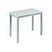 MOMMA HOME Mesa de Cocina Extensible - Modelo Londres - Color Blanco/Plata - Material Cristal Templado/Metal - Medidas 95 x 55/95 x 76 cm
