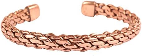 Touchstone Copper bracelet Tibetan style. Hand forged with solid and high gauge pure copper. Elegant weave pattern