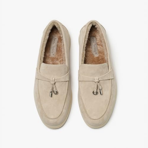 Image of BEAU TODAY Suede Loafers Flats for Women, Women's Slip On Penny Loafers, Leather Driving Comfortable Dress Ladies Loafers Casual Office Work Shoes
