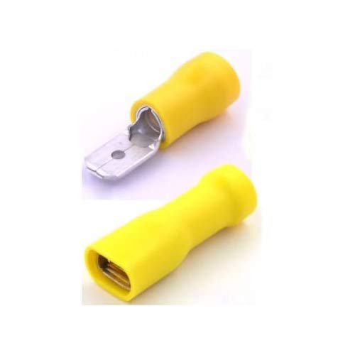 100x Yellow Spade Connector Insulated Crimp Terminals for Electrical Wiring - FREE FIRST CLASS UK POSTAGE!