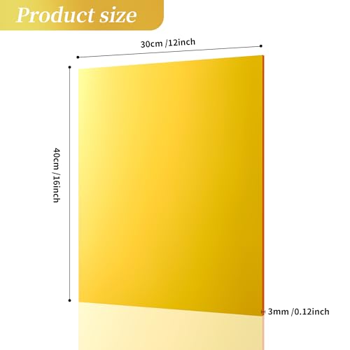 Image of 3pack Mirror Acrylic Sheets, 12 inch x 12 inch Opaque Glossy Mirror Plastic Sheet with 1 /8 Inch(3mm) Thickness, Rigid Tinted Mirror Acrylic for Cutting, Sawing, Laser Cutting (3, Gold, 12X16)