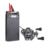 (Only Battery) DC12V 25Ah Deep Sea Electric Fishing Reel Lithium Battery Large Capacity with Super Charger and Connect Lines Cables for Daiwa TANACOM SEABORG LEOBRITZ (Black, 12V 25000mAh)