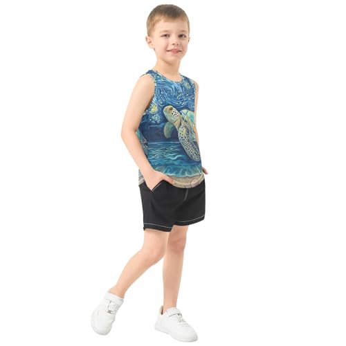 Boys' Tank Top Shirt Sea Turtle Seashells Moon Sleeveless T-Shirts4