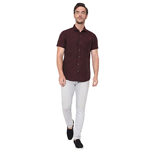 Image of LATEST CHIKAN Men's Cotton Blend Textured Half Sleeves Shirt