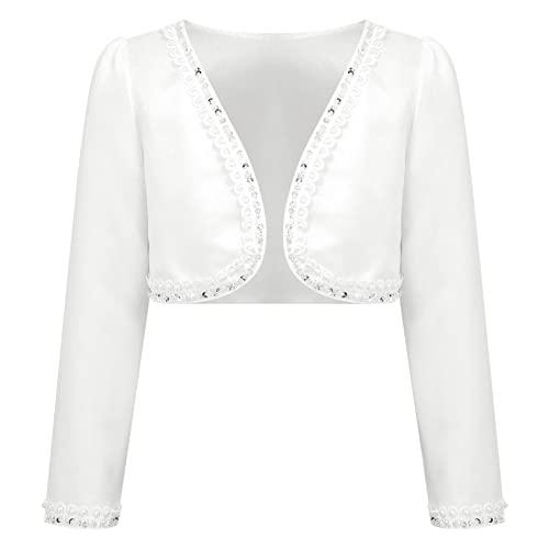 Choomomo Kids Girls Long Sleeve Sequins Bolero Cardigan Shrug Flower Wedding Princess Dress Cover Up Tops