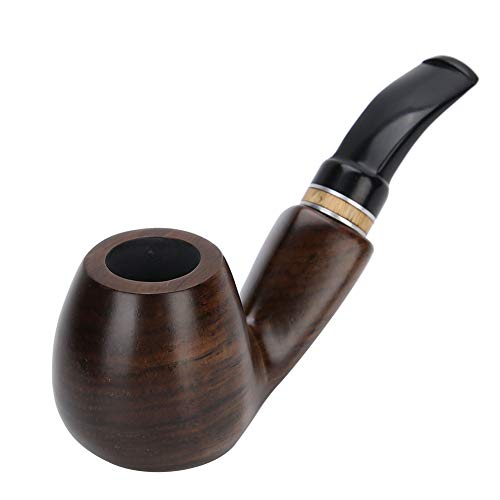 Pipa de ébano, pipa de ébano con anillo Grano de madera brillante Pipa curva retro Accesorios para fumar Pipa de madera Pipa retro para regalar o coleccionar(Grano de madera brillante) Cover
