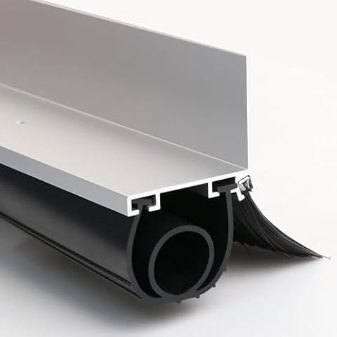 Duzzy Universal Garage Door Seals Kits, Weatherproofing Garage Door Seals Bottom Rubber with Brush and Aluminum Track Retainer Base Kit, U Shape+O Ring Heavy Duty Weatherproof Parts Kits (16.5 Feet) Cover