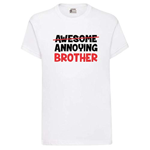 Image of Boys Kids Cotton Printed T-Shirt | Awesome Annoying Brother | Soft & Durable | Round Neck | Half Sleeves | Casual Wear for Boys