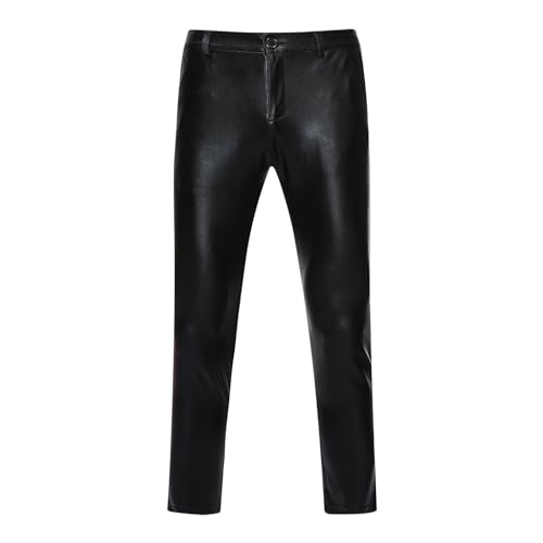 NUSGEAR Pantalones de Cuero Hombre 2024 Brillante PU Disfraces Casual Moda Pants Club Fiesta Jogging Slim Fit Moto Pantalones Largos Deportes gótico Punk Retro Pantalones