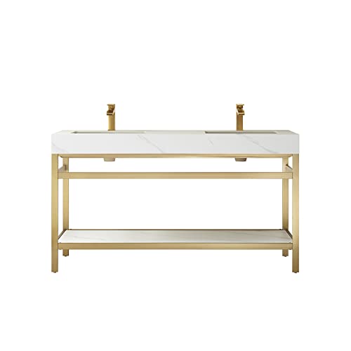Vinnova 702560M-BG-SMB-NM Funes Bathroom Vanity, Brushed Gold