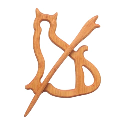 Broche de madera de gato para lucir con suéter vintage y bufandas en tus tardes de otoño