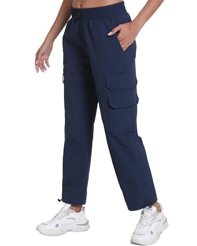 Image of Kcutteyg Womens Hiking Pants Waterproof - Cargo Joggers for Women with Pockets Lightweight Quick Dry Travel Camping Pants (Dark Blue, Small)