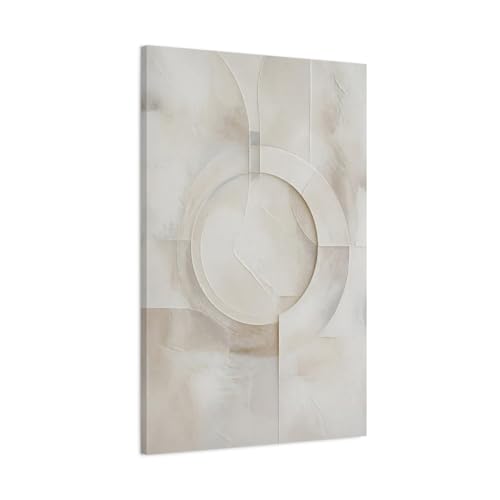 Toile abstraite géométrique pour salon moderne | Cadre déco neutre au-dessus du canapé 60x90 cm
