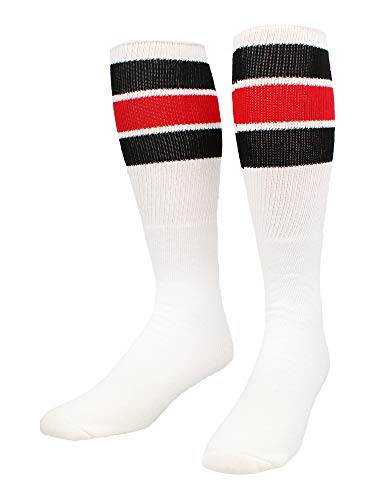 Image of TCK Retro Tube Socks with Stripes for Men & Women - 3 Stripe, 70's 80's Deadlift Socks