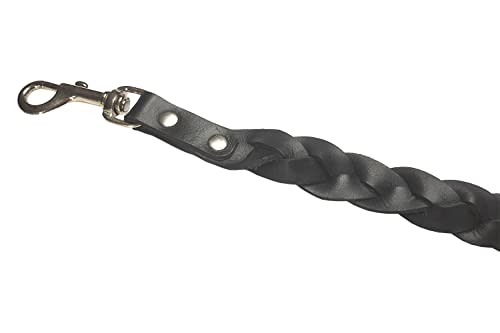 VlaMitex D1 Hundeleine Freihandleine Leder Führleine Hunde-Führleine Fettlederleine Elchlederleine Schleppleine Geflocheten 6 Farben (Schwarz, 200 cm - D1-20-1)