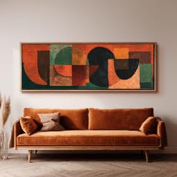 Grand format géométrique pour habiller un mur vide, toile style milieu du siècle