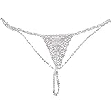 Althrorry Lady Rhinestone Underpants Special Design Belly Chain Statement Trendy Female Panties Body Chain (Silver Color)